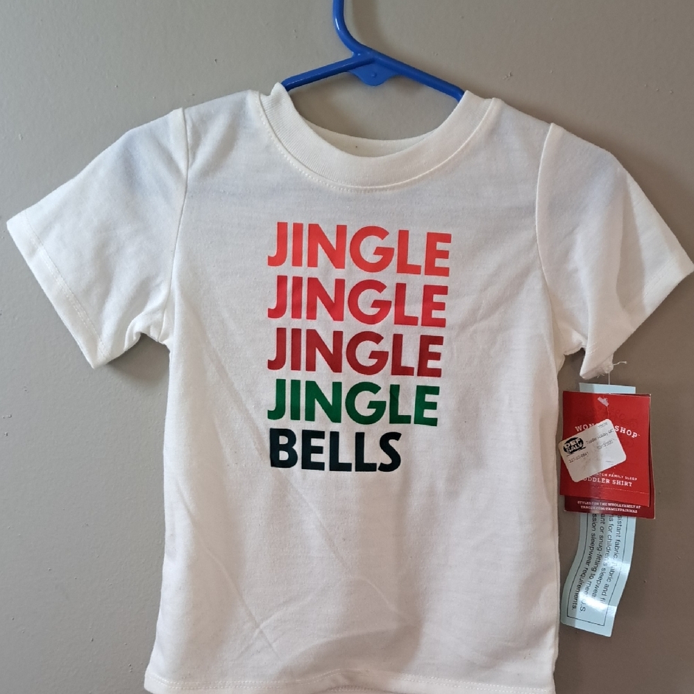Target Cream and Red Short Sleeve Tee Holiday Cheer